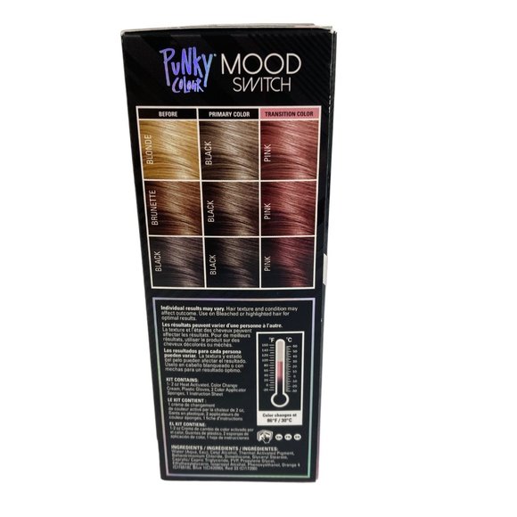 Punky Colour Mood Switch Heat Activated Hair Color Change Black To Pink Sealed - Picture 2 of 12